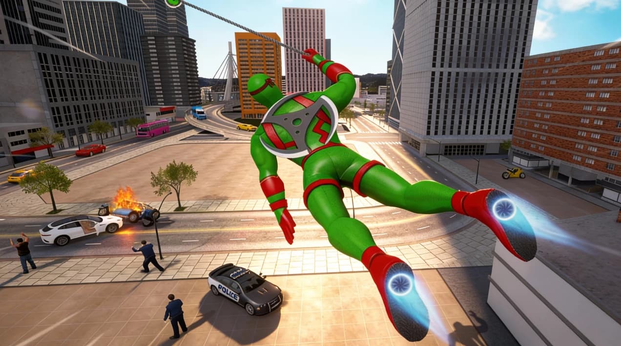 Flying Ninja Rope Hero Crime